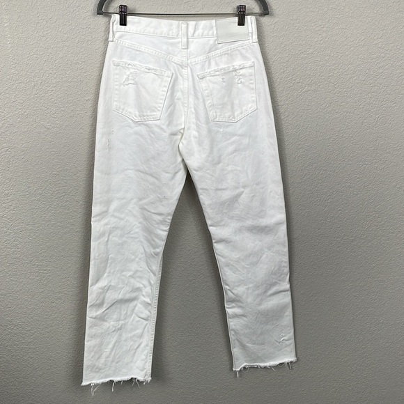 New Moussy Odessa High Rise Distressed Straight Leg Jeans in White Sz 27 - Picture 4 of 16